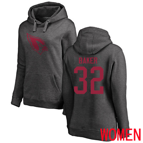 Arizona Cardinals Ash Women Budda Baker One Color NFL Football 32 Pullover Hoodie Sweatshirts